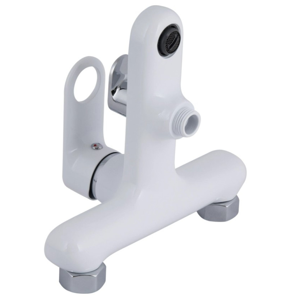 Смеситель для ванной Qtap Jay, Chrome/White (k35) с душевым гарнитуром QTJAY259CRW45553