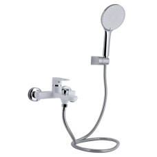 Смеситель для ванной Qtap Jay, Chrome/White (k35) с душевым гарнитуром QTJAY259CRW45553