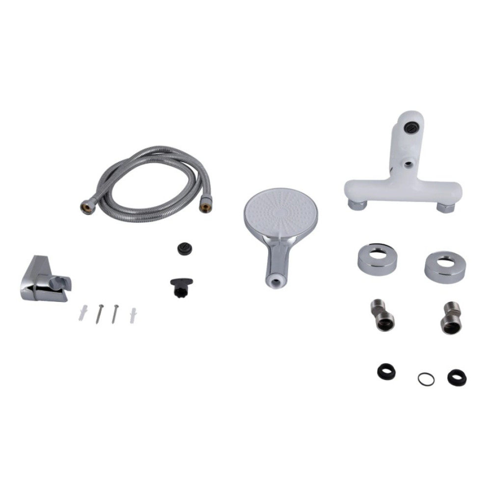Смеситель для ванной Qtap Jay, Chrome/White (k35) с душевым гарнитуром QTJAY259CRW45553