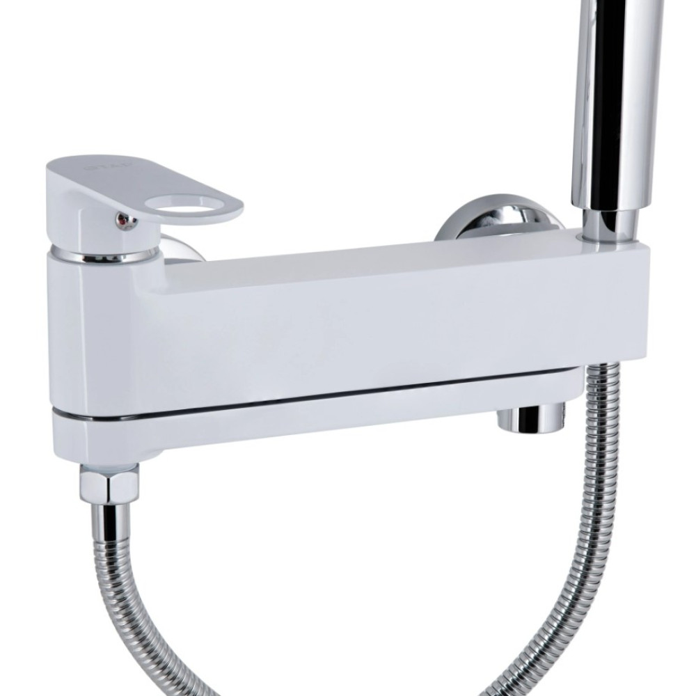 Змішувач для ванни Qtap Jay, Chrome/White (k35) з душовим гарнітуром QTJAY260CRW45554