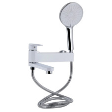 Смеситель для ванной Qtap Jay, Chrome/White (k35) с душевым гарнитуром QTJAY260CRW45554