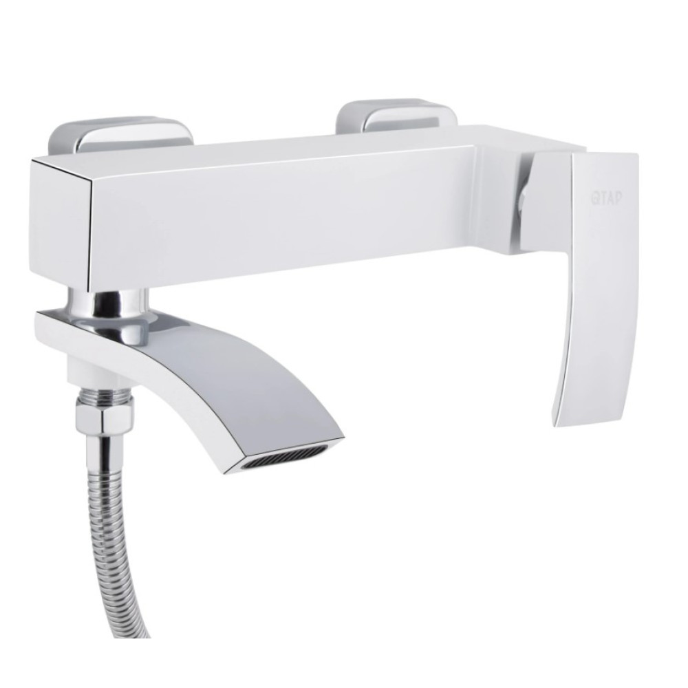 Змішувач для ванни Qtap Swan Cascada, Chrome/White (k35) з душовим гарнітуром QTSWA260CRW45569