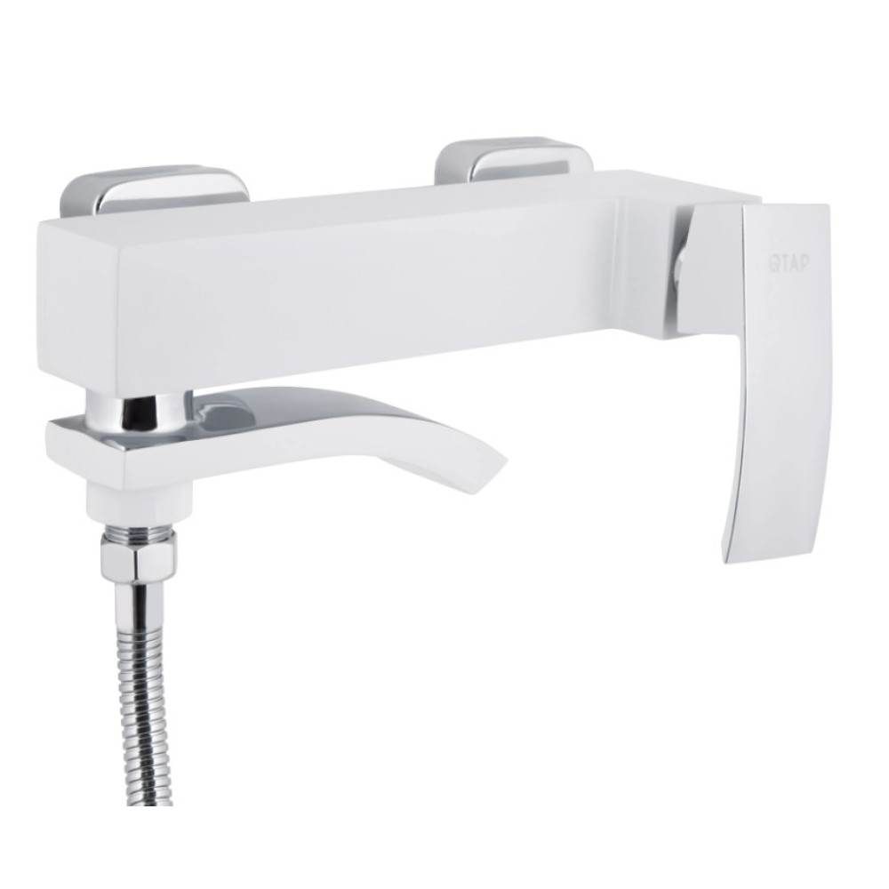 Змішувач для ванни Qtap Swan Cascada, Chrome/White (k35) з душовим гарнітуром QTSWA260CRW45569