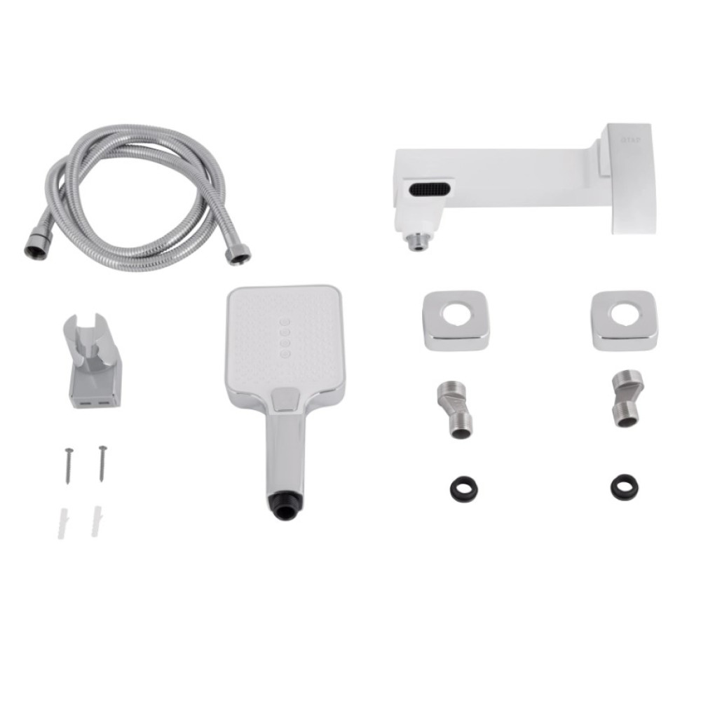 Змішувач для ванни Qtap Swan Cascada, Chrome/White (k35) з душовим гарнітуром QTSWA260CRW45569