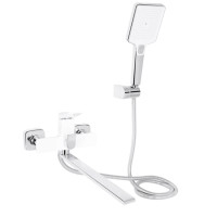Смеситель для ванной Qtap Presto с душевым гарнитуром Chrome/White QTPRE2601CRW45578