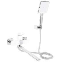Смеситель для ванной Qtap Presto с душевым гарнитуром Chrome/White QTPRE2601CRW45578