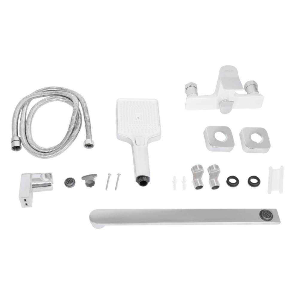Смеситель для ванной Qtap Presto с душевым гарнитуром Chrome/White QTPRE2601CRW45578