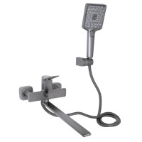 Змішувач для ванни Qtap Presto з душовим гарнітуром Graphite QTPRE2601GRP45583