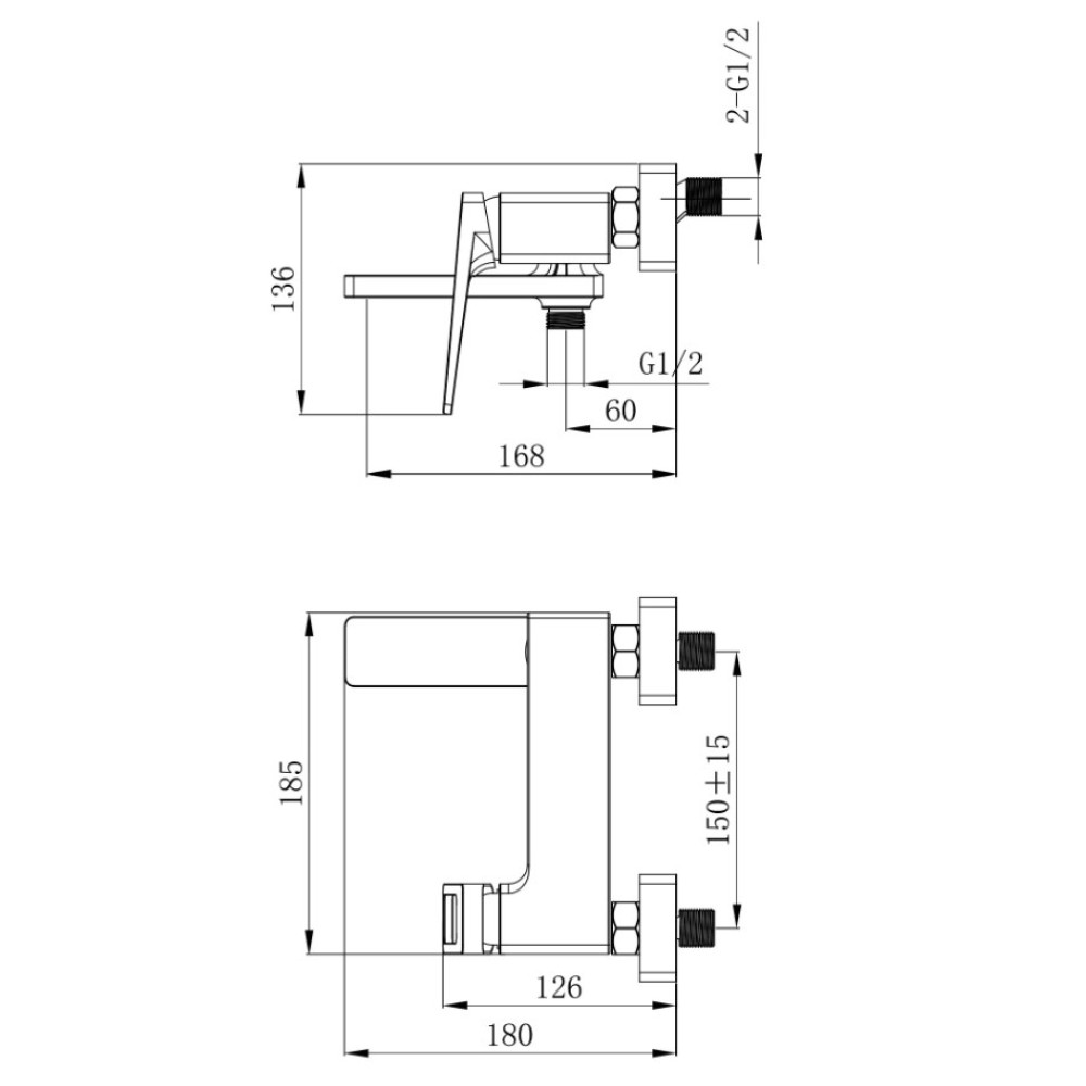 Змішувач для ванни Qtap Gemini Loop QTGEM260CRM4570