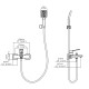 Змішувач для ванни Qtap Capricorn, Chrome (k35) з душовим гарнітуром QTCAP3060102C48222