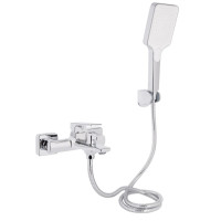 Змішувач для ванної кімнати Qtap Crow Chrome (k30) з душовим гарнітуром QTCRO259CRM48646
