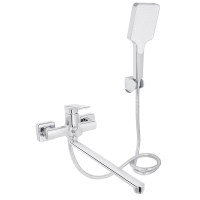 Смеситель для ванной Qtap Crow Chrome (k30) с душевым гарнитуром QTCRO260CRM48647