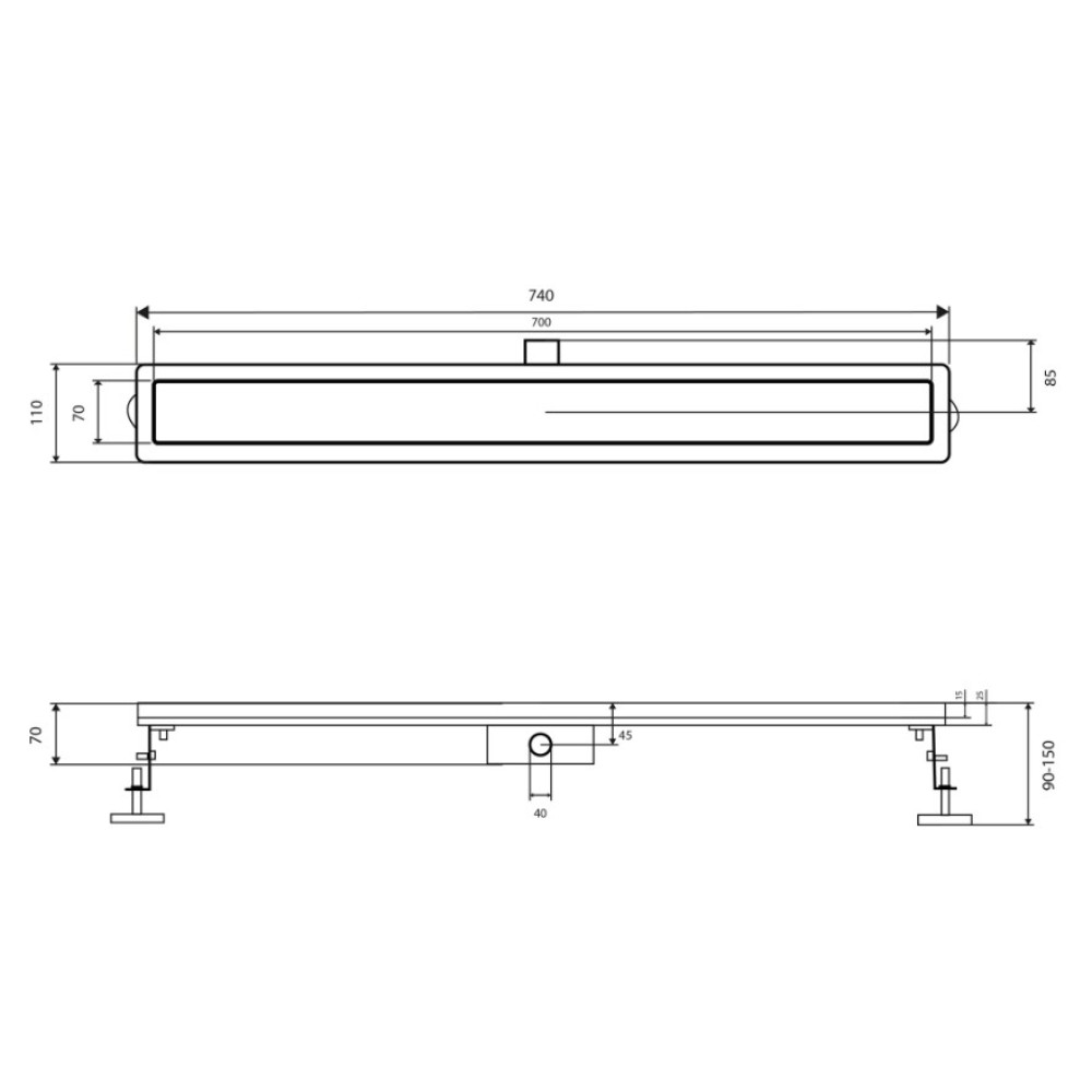 Трап Qtap Taurus Tile700 з сухим затвором під плитку QTTAUTILE700