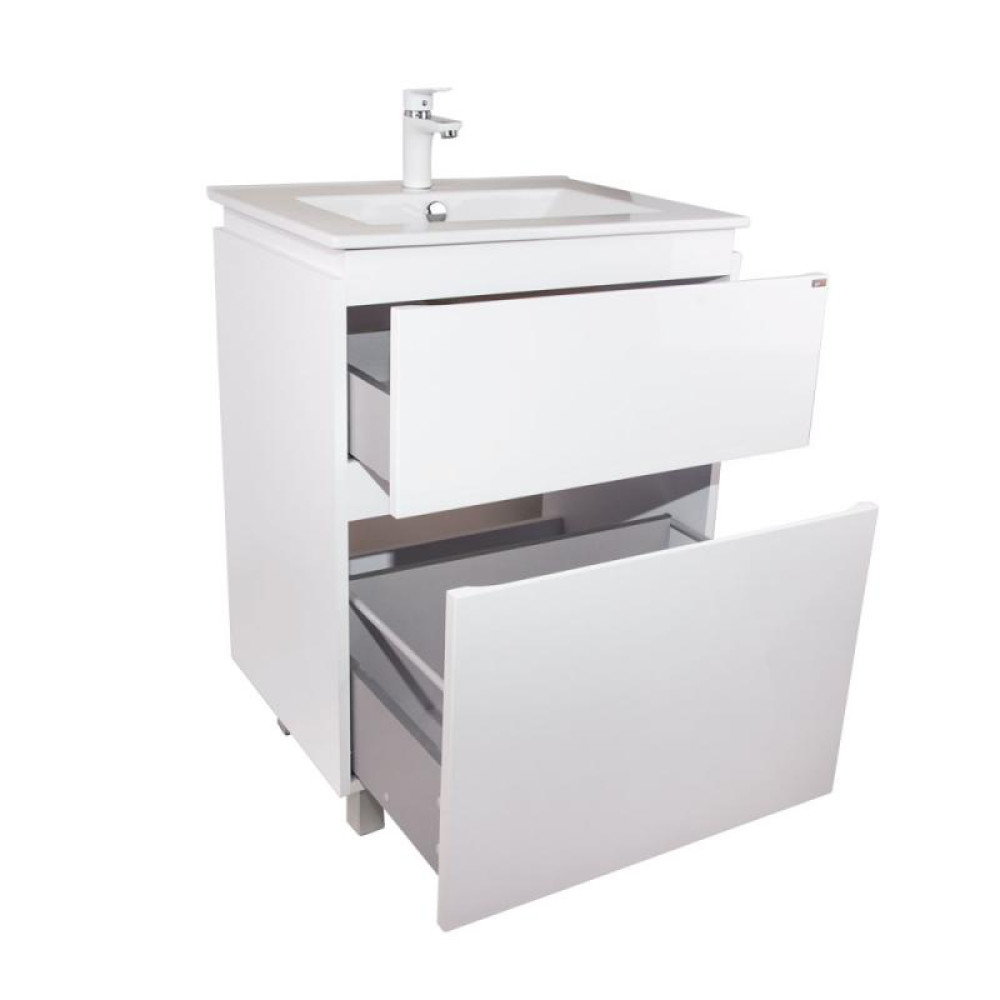 Комплект Qtap Albatross 605х825х460 White тумба підлогова + раковина врізна QT0171TN600D3060CW