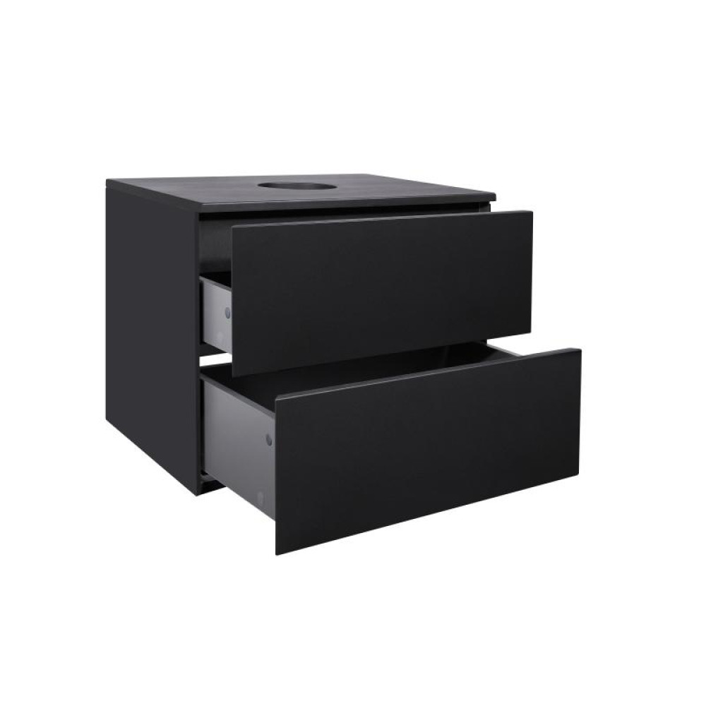Тумба підвісна Qtap Tern Matt black зі стільницею QT1779TPL602MB
