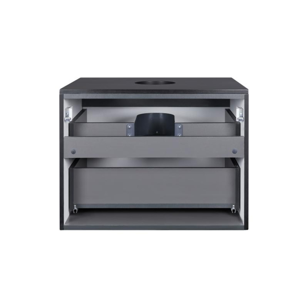 Тумба підвісна Qtap Tern Matt black зі стільницею QT1779TPL602MB