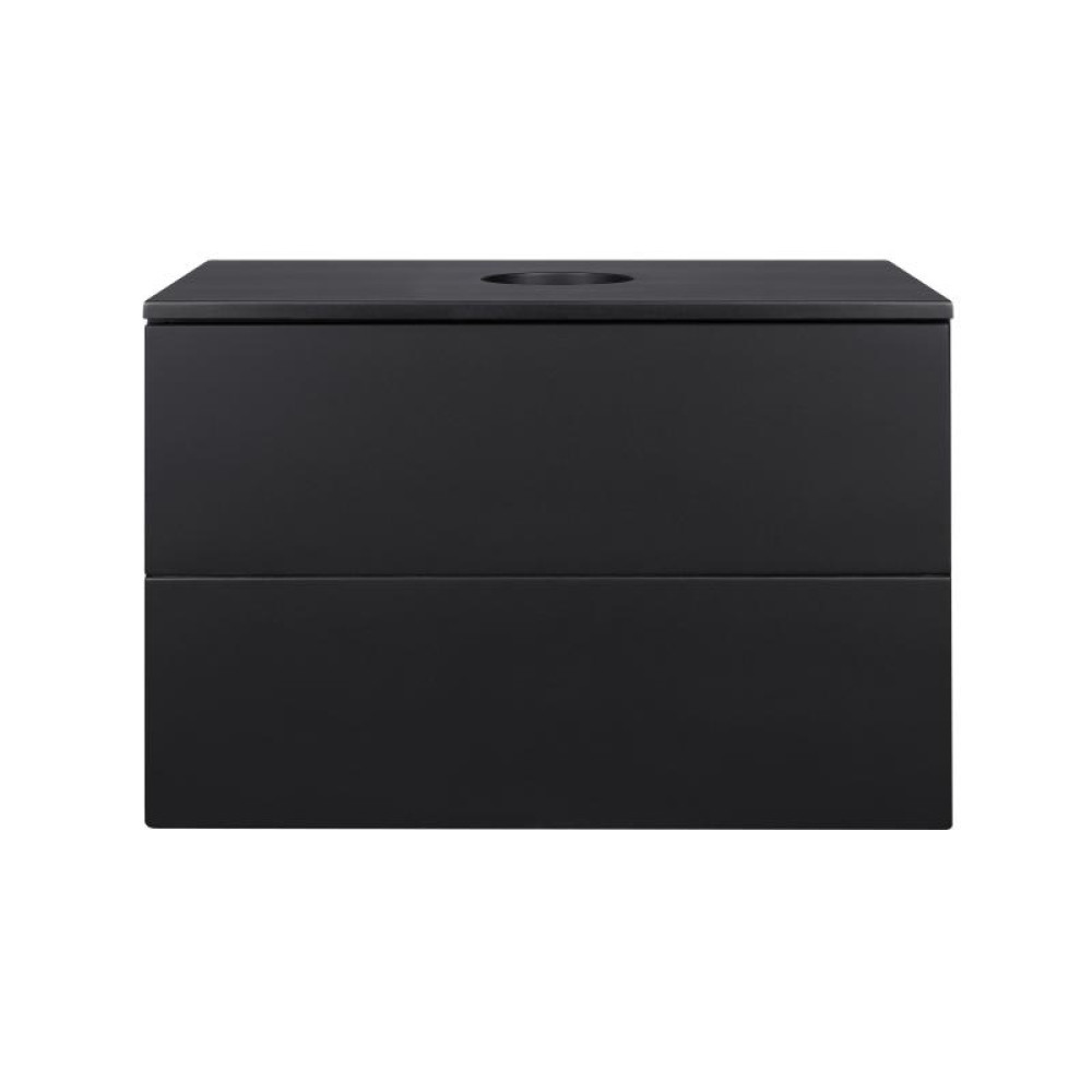 Тумба підвісна Qtap Tern Matt black зі стільницею QT1779TPL702MB