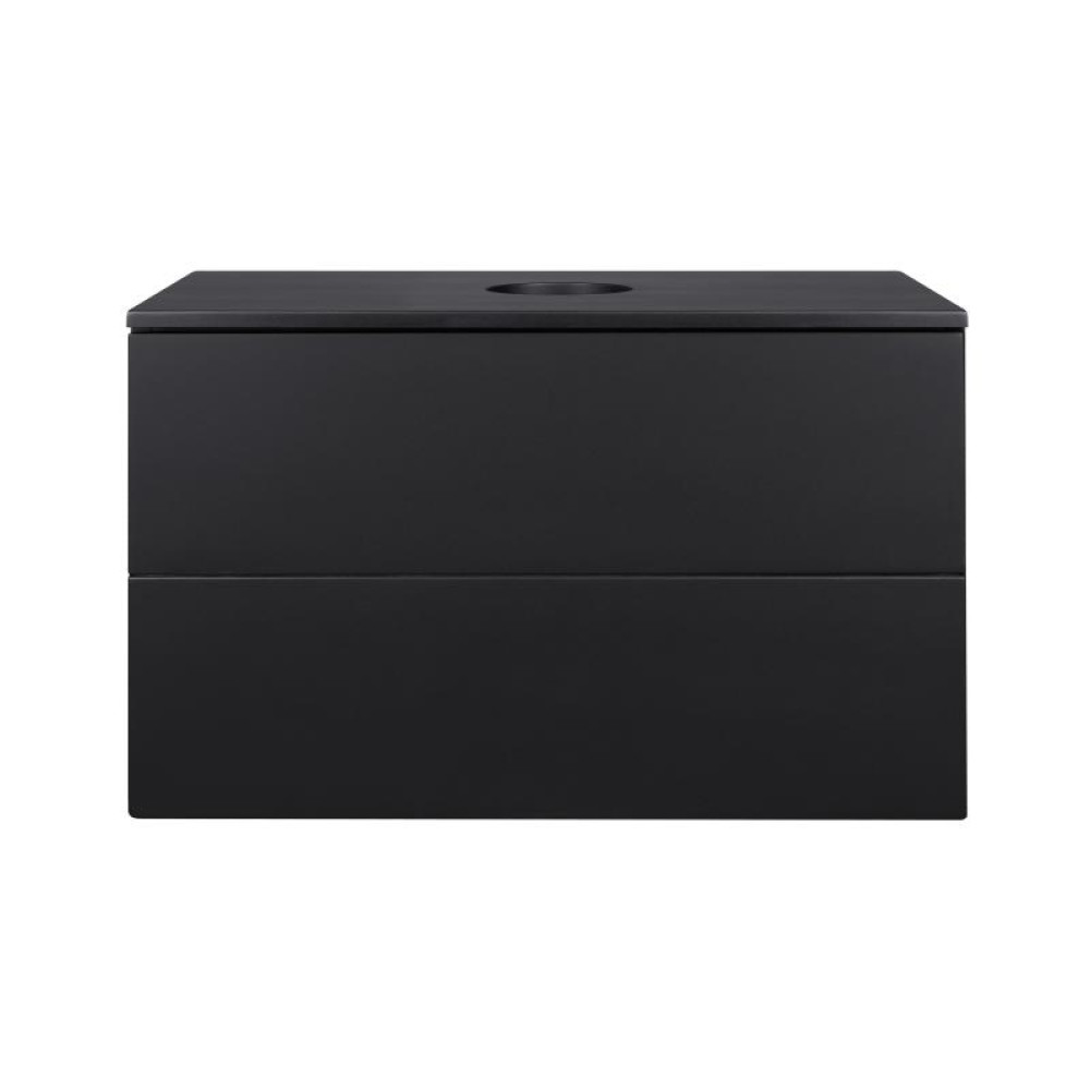Тумба підвісна Qtap Tern Matt black зі стільницею QT1779TPL802MB