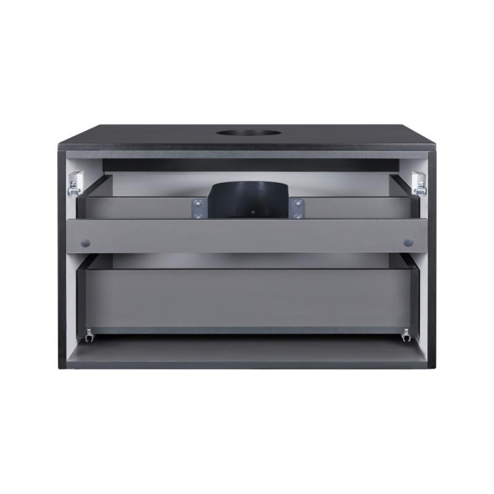 Тумба підвісна Qtap Tern Matt black зі стільницею QT1779TPL802MB