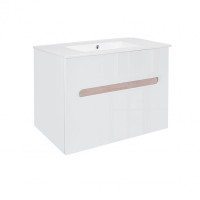 Комплект Qtap Virgo White/Whitish oak підвісна тумба + раковина врізна QT1872TPА8013080CW