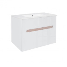 Комплект Qtap Virgo White/Whitish oak підвісна тумба + раковина врізна QT1872TPА8013080CW