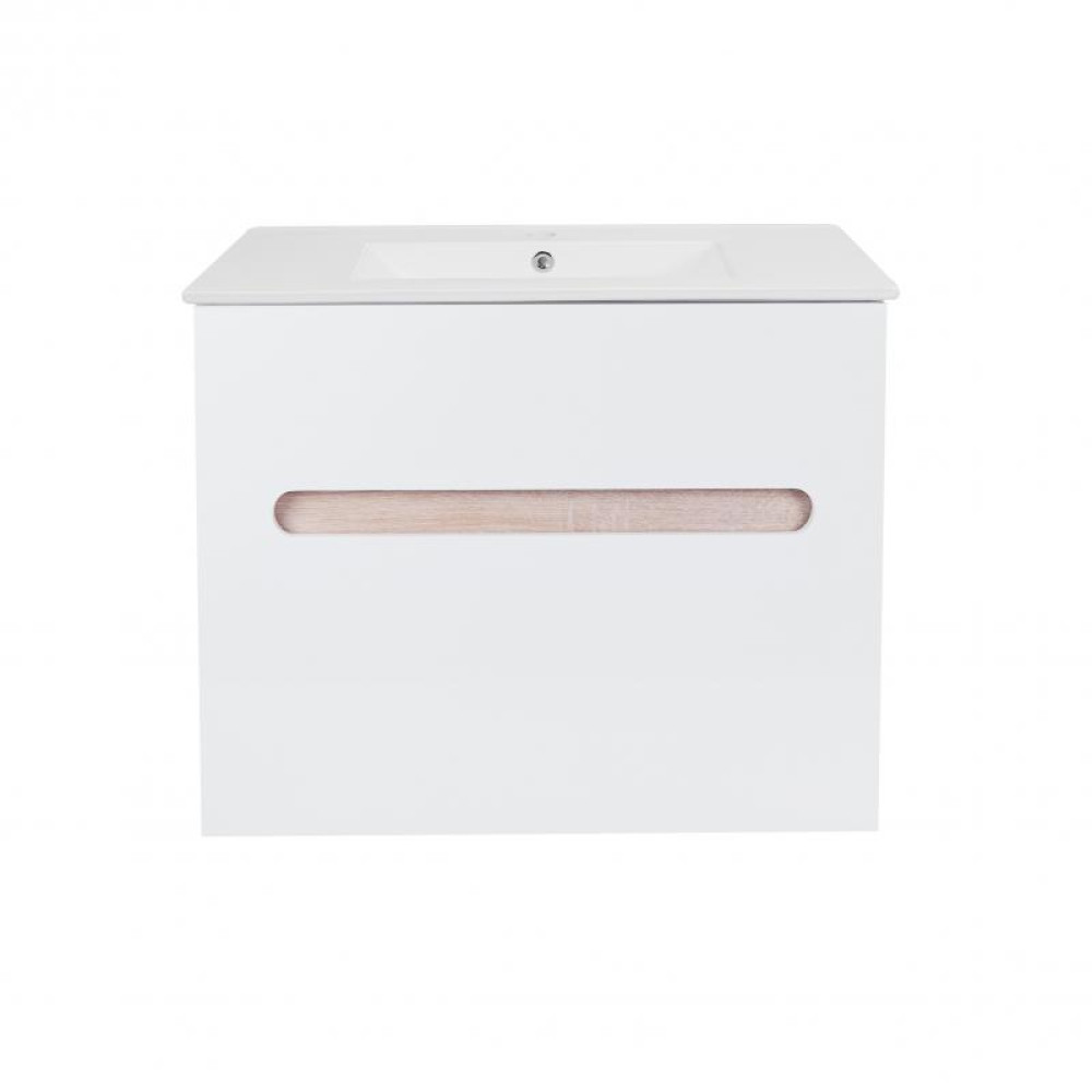 Комплект Qtap Virgo White/Whitish oak підвісна тумба + раковина врізна QT1872TPА8013080CW