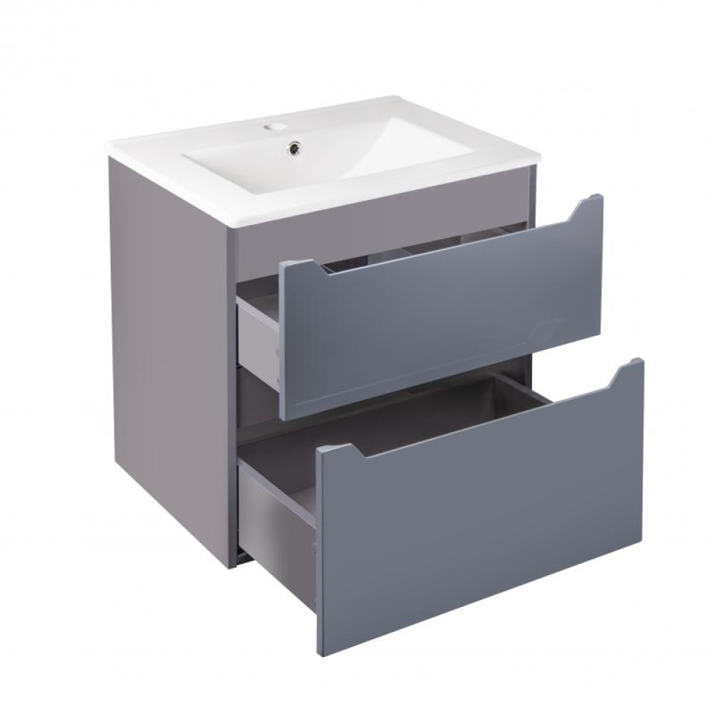 Комплект Qtap Scorpio 605х585х460 Graphite тумба підвісна + раковина врізна QT1472TPВ6023060CG