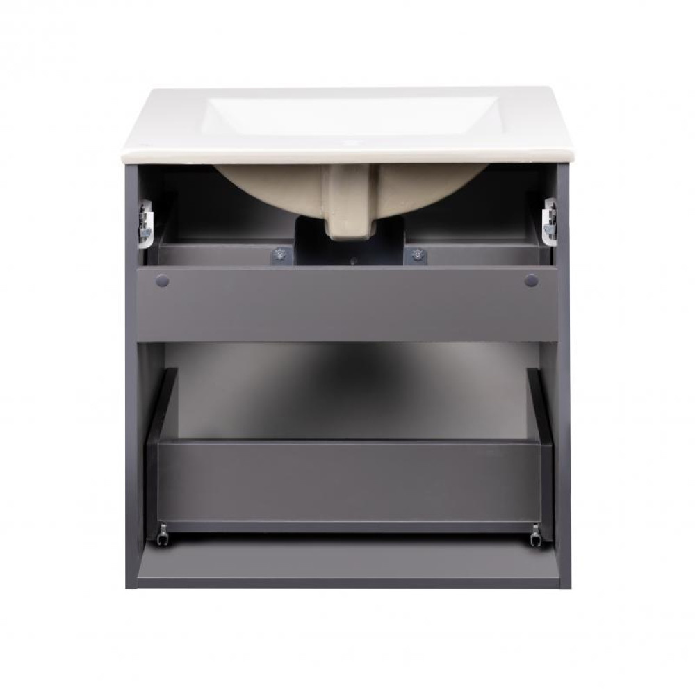 Комплект Qtap Scorpio 605х585х460 Graphite тумба підвісна + раковина врізна QT1472TPВ6023060CG