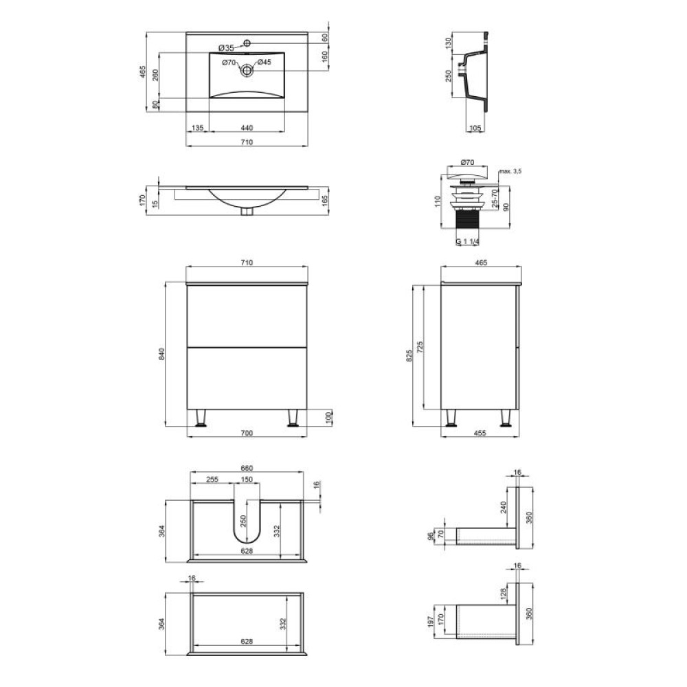 Комплект Qtap Tern White тумба для підлоги + раковина врізна QT1771TNL7013070CW