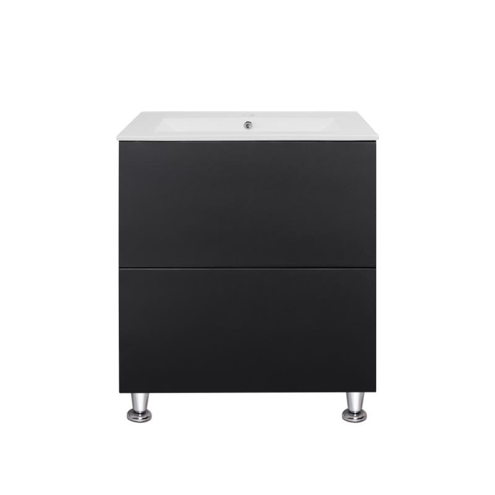 Комплект Qtap Tern Matt black тумба підлогова + раковина врізна QT1771TNL6023060CMB