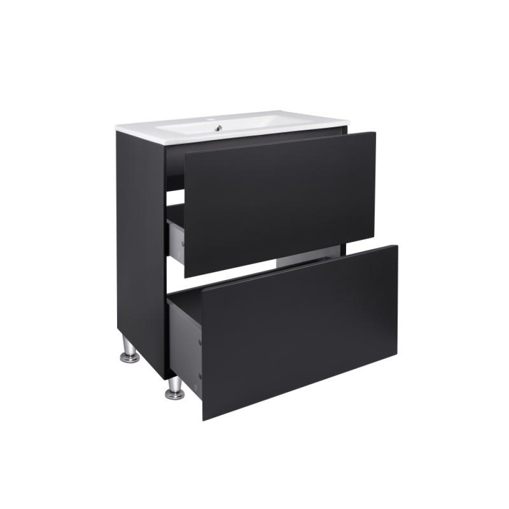 Комплект Qtap Tern Matt black тумба підлогова + раковина врізна QT1771TNL6023060CMB