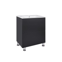 Комплект Qtap Tern Matt black тумба підлогова + раковина врізна QT1771TNL6023060CMB