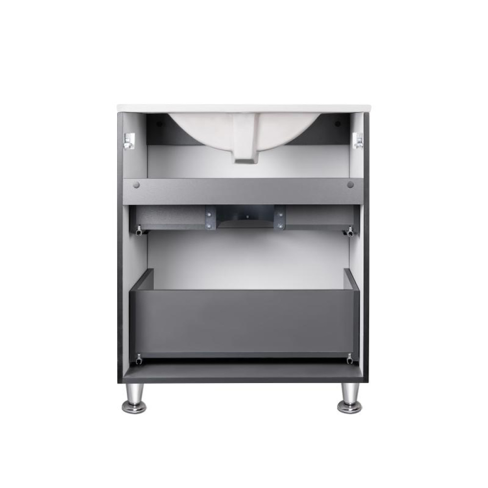 Комплект Qtap Tern Matt black тумба підлогова + раковина врізна QT1771TNL6023060CMB