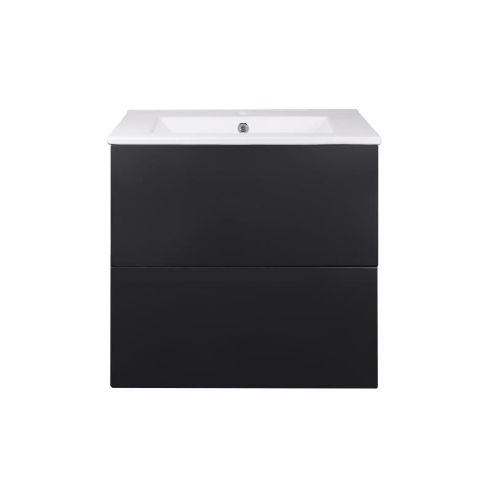 Комплект Qtap Tern Matt black тумба підвісна + раковина врізна QT1772TPL6023060CMB