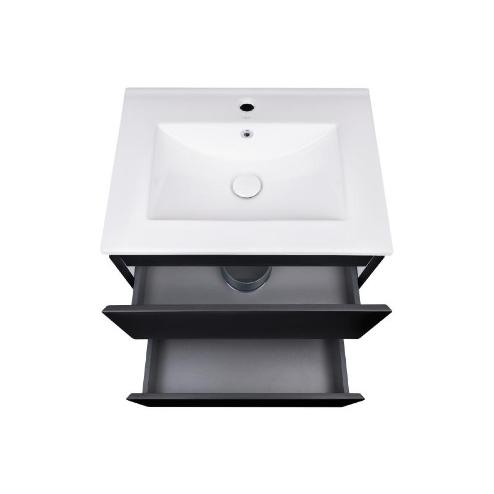 Комплект Qtap Tern Matt black тумба підвісна + раковина врізна QT1772TPL6023060CMB