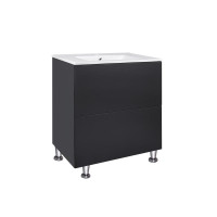 Комплект Qtap Tern Matt black напольная тумба + раковина врезная QT1771TNL7023070CMB