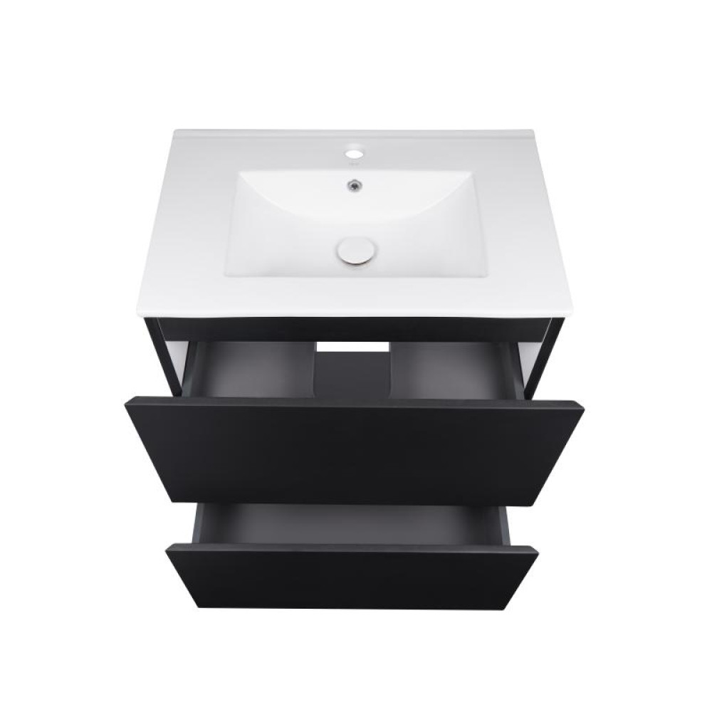 Комплект Qtap Tern Matt black тумба підлогова + раковина врізна QT1771TNL7023070CMB