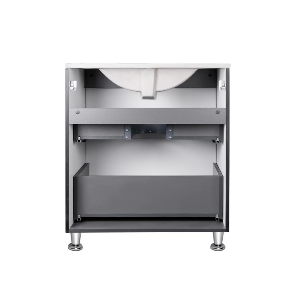 Комплект Qtap Tern Matt black тумба підлогова + раковина врізна QT1771TNL7023070CMB
