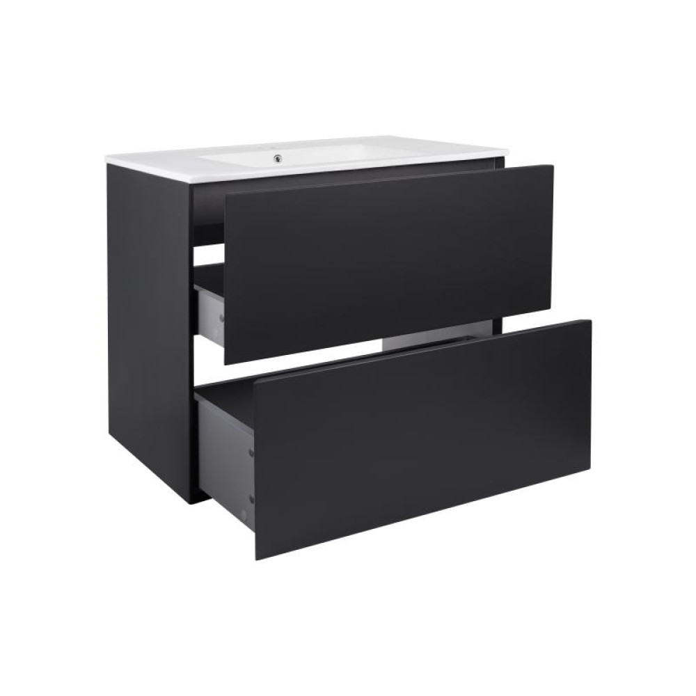 Комплект Qtap Tern Matt black тумба підвісна + раковина врізна QT1772TPL7023070CMB