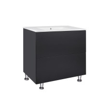 Комплект Qtap Tern Matt black тумба підлогова + раковина врізна QT1771TNL8023080CMB
