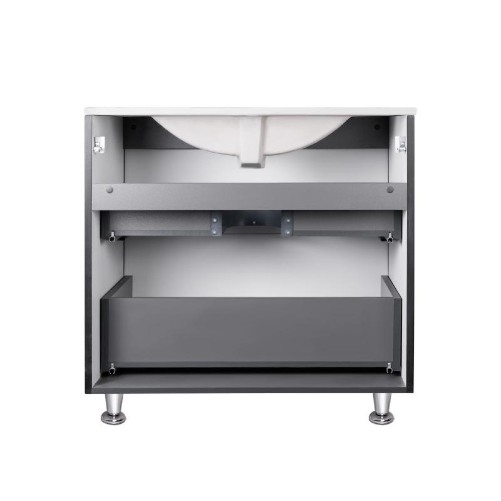 Комплект Qtap Tern Matt black тумба підлогова + раковина врізна QT1771TNL8023080CMB