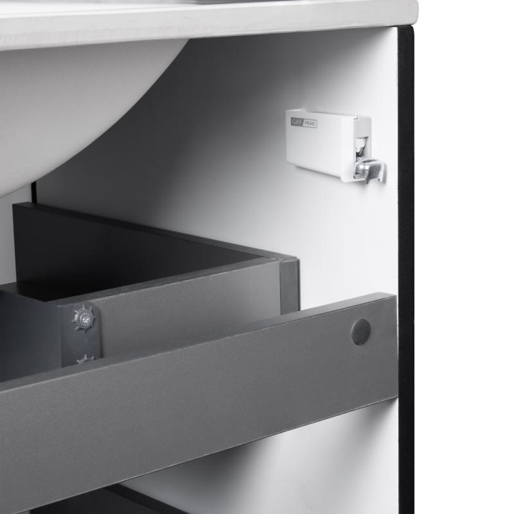 Комплект Qtap Tern Matt black тумба підлогова + раковина врізна QT1771TNL8023080CMB