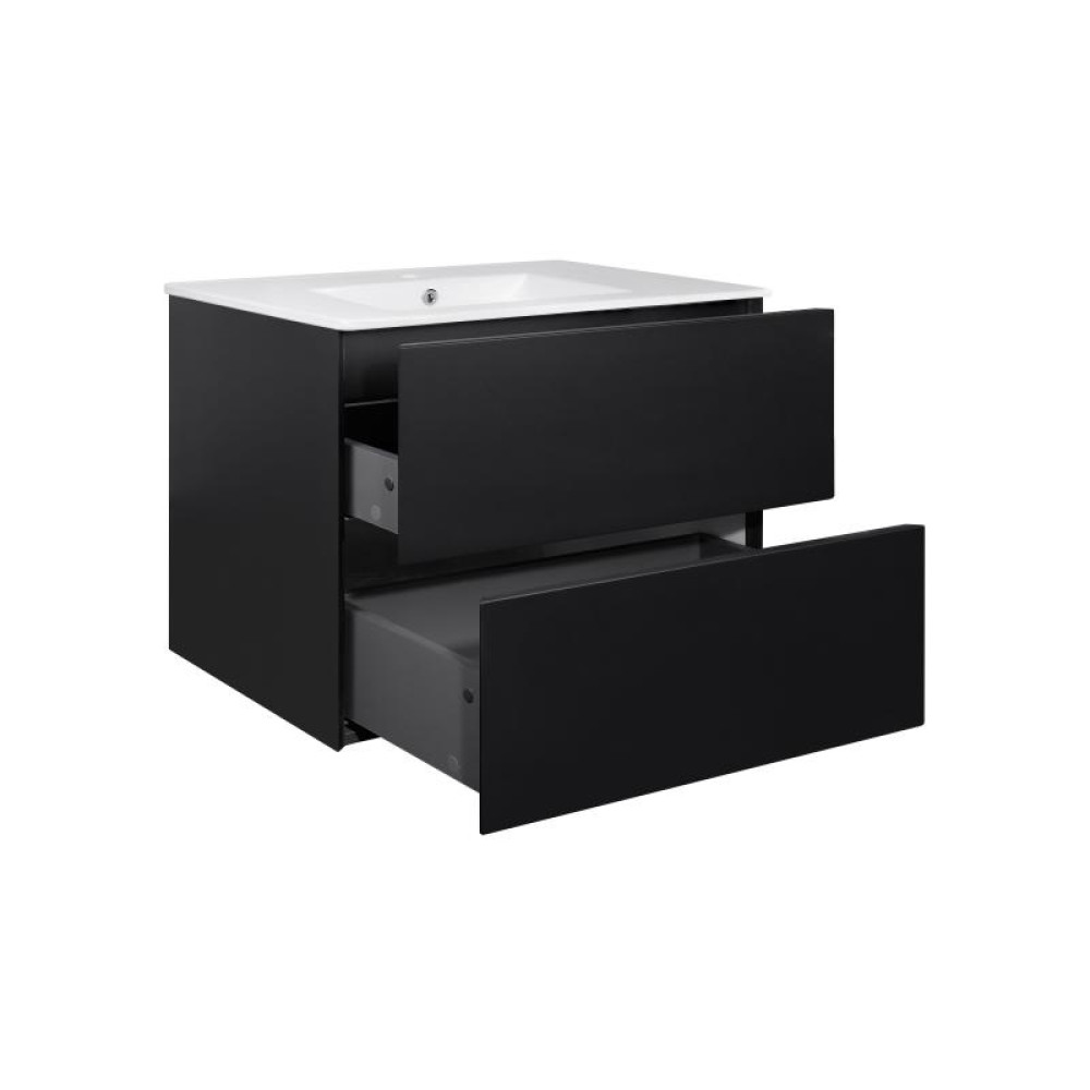 Комплект Qtap Tern Matt black тумба підвісна + раковина врізна QT1772TPL8023080CMB