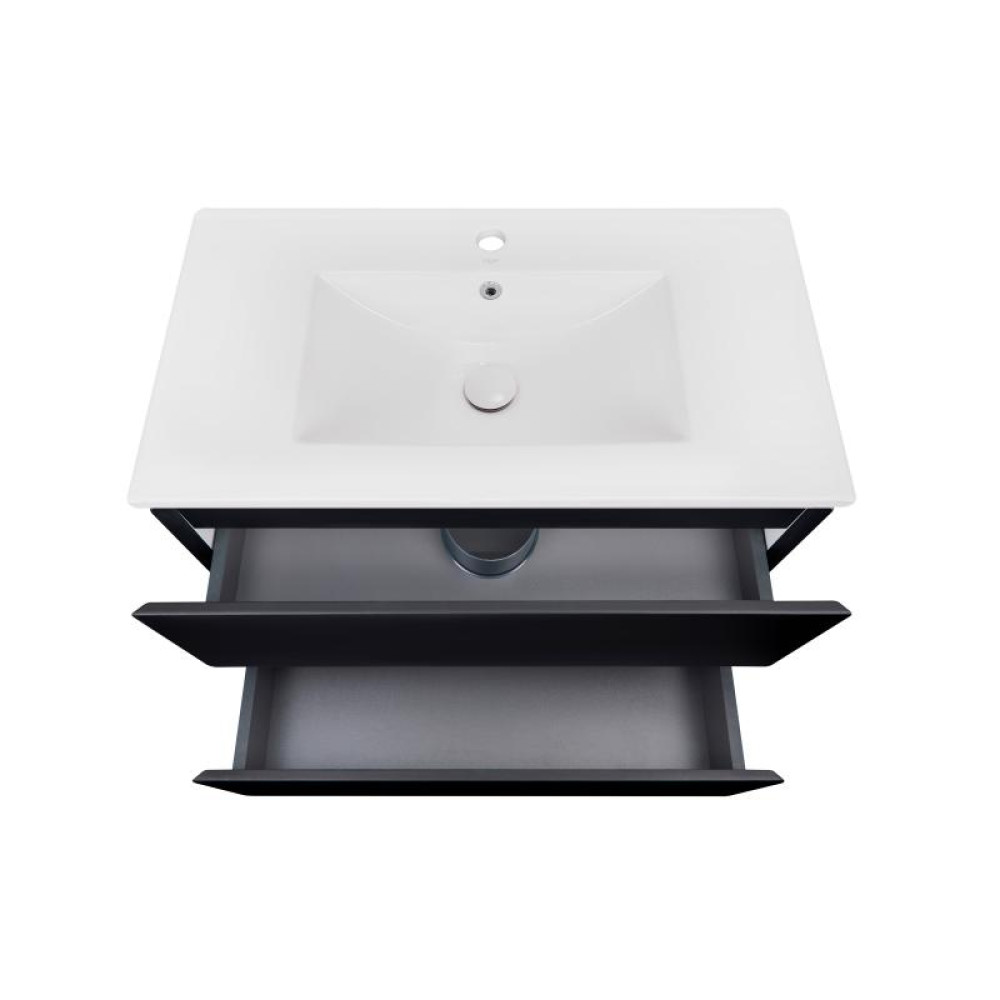 Комплект Qtap Tern Matt black тумба підвісна + раковина врізна QT1772TPL8023080CMB