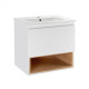 Комплект Qtap Robin 600х580х437 White / Whitish oak тумба підвісна + раковина врізна QT1372TPВ6001WWO