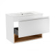 Комплект Qtap Robin 700х580х437 White / Whitish oak тумба підвісна + раковина врізна QT1372TPВ7001WWO