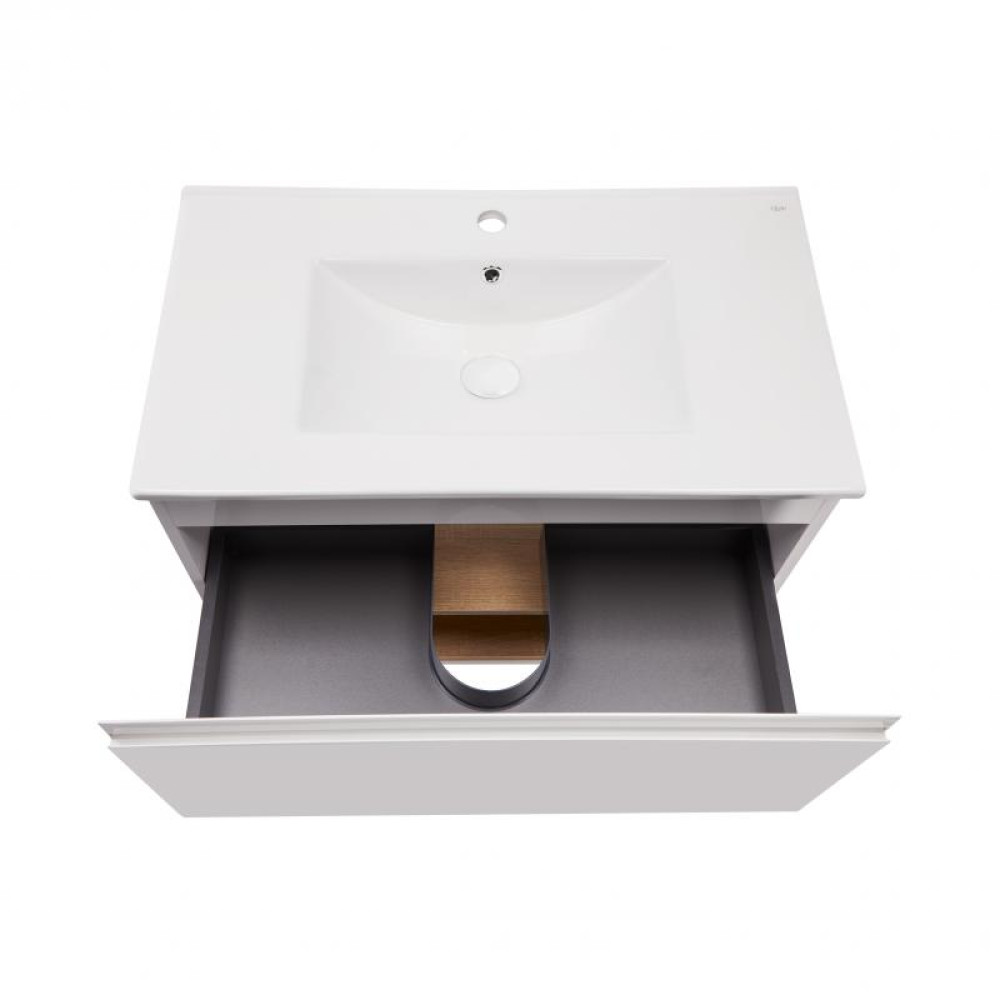 Комплект Qtap Robin 800х580х437 White / Whitish oak тумба підвісна + раковина врізна QT1372TPВ8001WWO