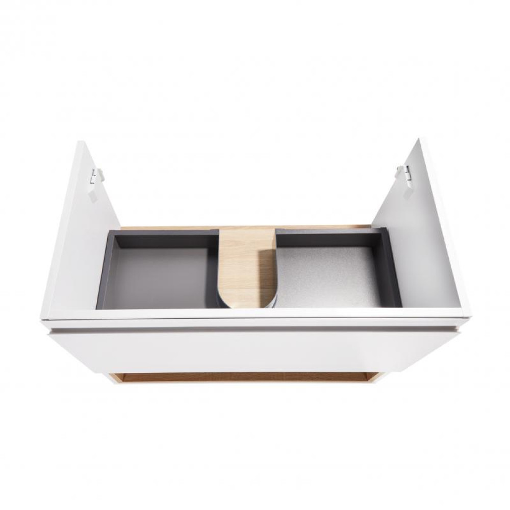 Комплект Qtap Robin 800х580х437 White / Whitish oak тумба підвісна + раковина врізна QT1372TPВ8001WWO
