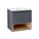 Комплект Qtap Robin 600х580х437 Graphite / Whitish oak тумба підвісна + раковина врізна QT1372TPВ6002GWO