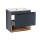Комплект Qtap Robin 600х580х437 Graphite / Whitish oak тумба підвісна + раковина врізна QT1372TPВ6002GWO